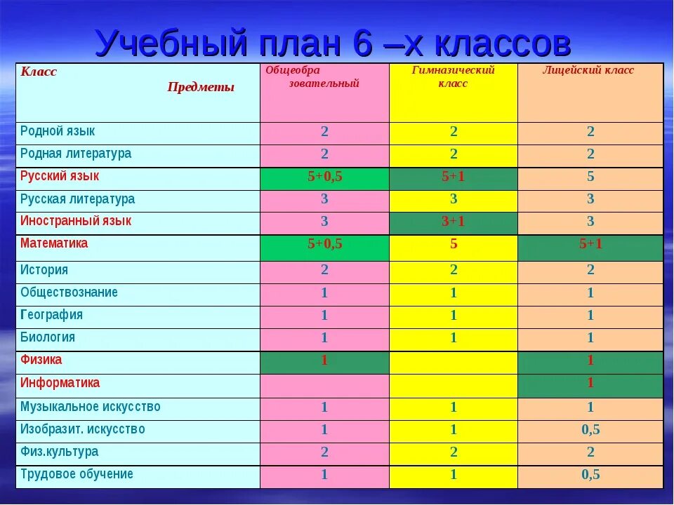 Предметы в новом учебном году