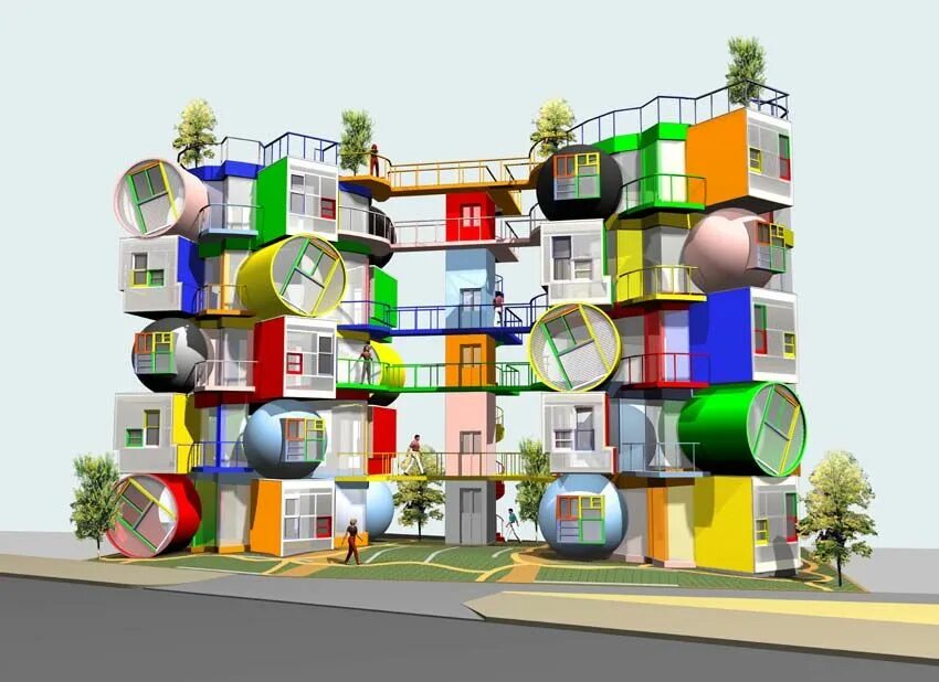 Дом твоего будущего. Инновационный жилой комплекс reversible-destiny lofts (токио, япония). разноцветный дом. домик многоэтажный. необычный многоэтажный дом.