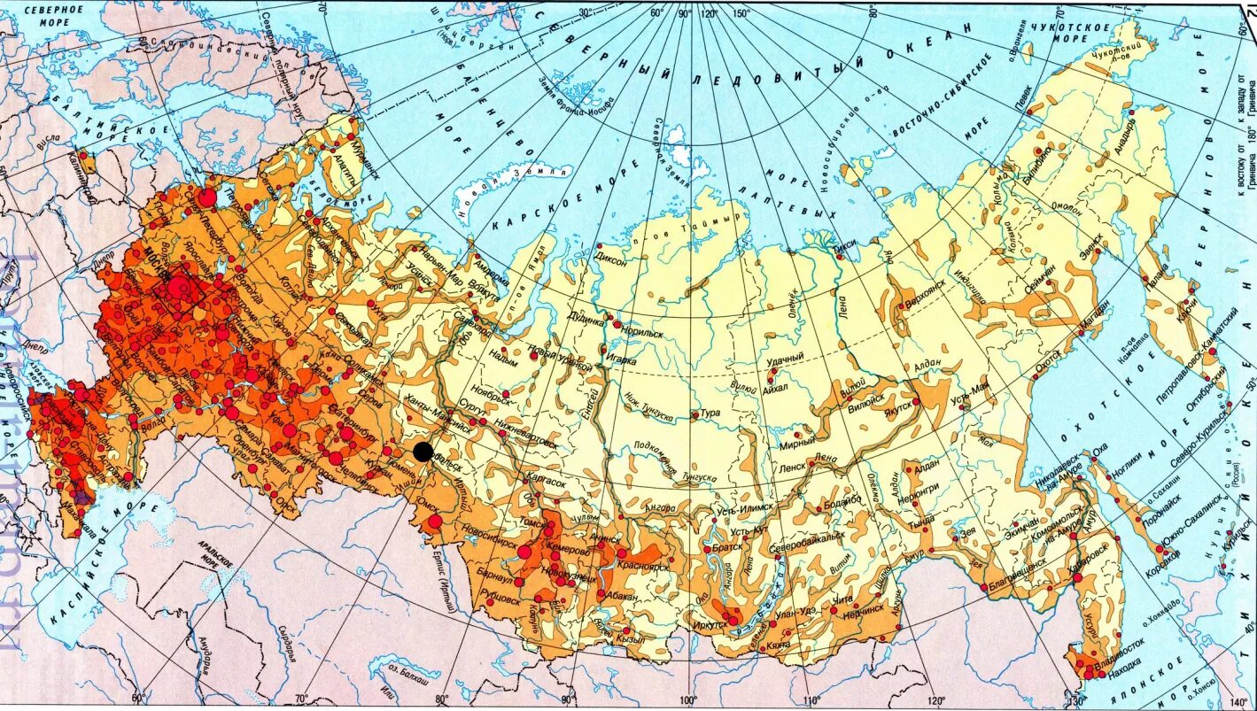 Сопоставьте карту атласа плотность населения народа. Средняя плотность населения России. Карта размещения населения России. Карта плотности населения европейской части России. Карта плотности населения России по субъектам.