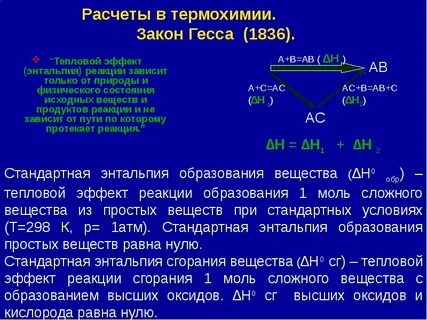 Закон гесса применение