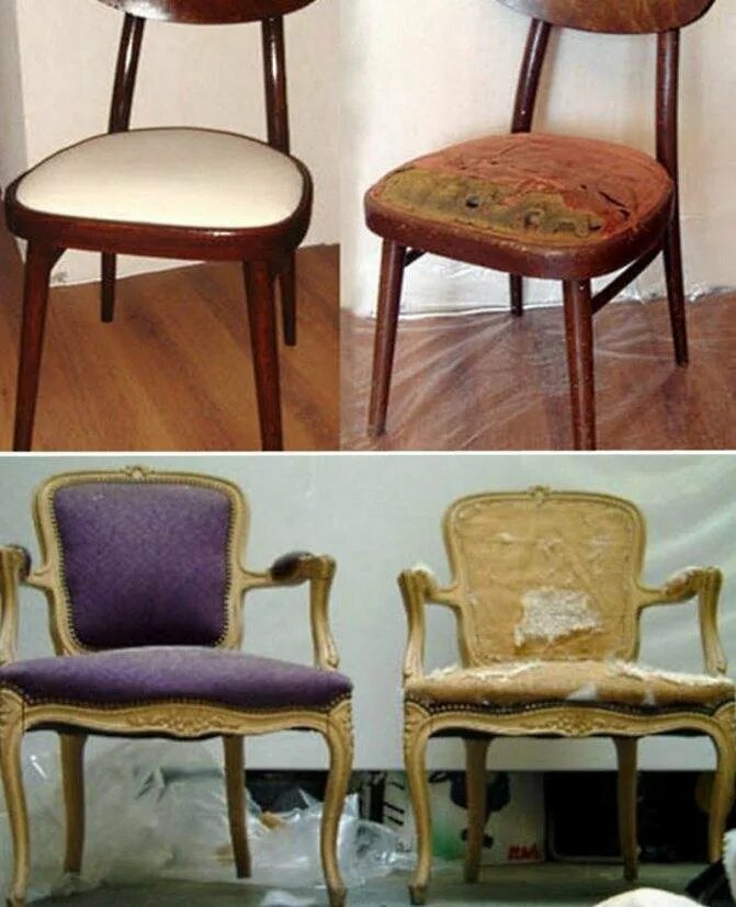 Реставрация сиденья стула. Реставрируем старый стул. Обивка стульев. Советское кресло. Стулья старинные отреставрированные.