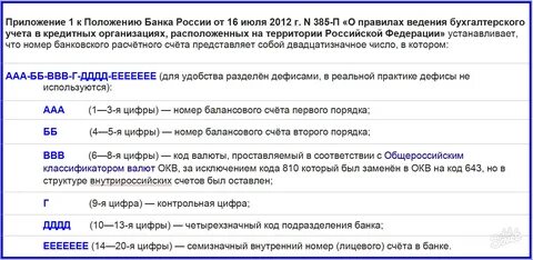 Как пишется номер счета