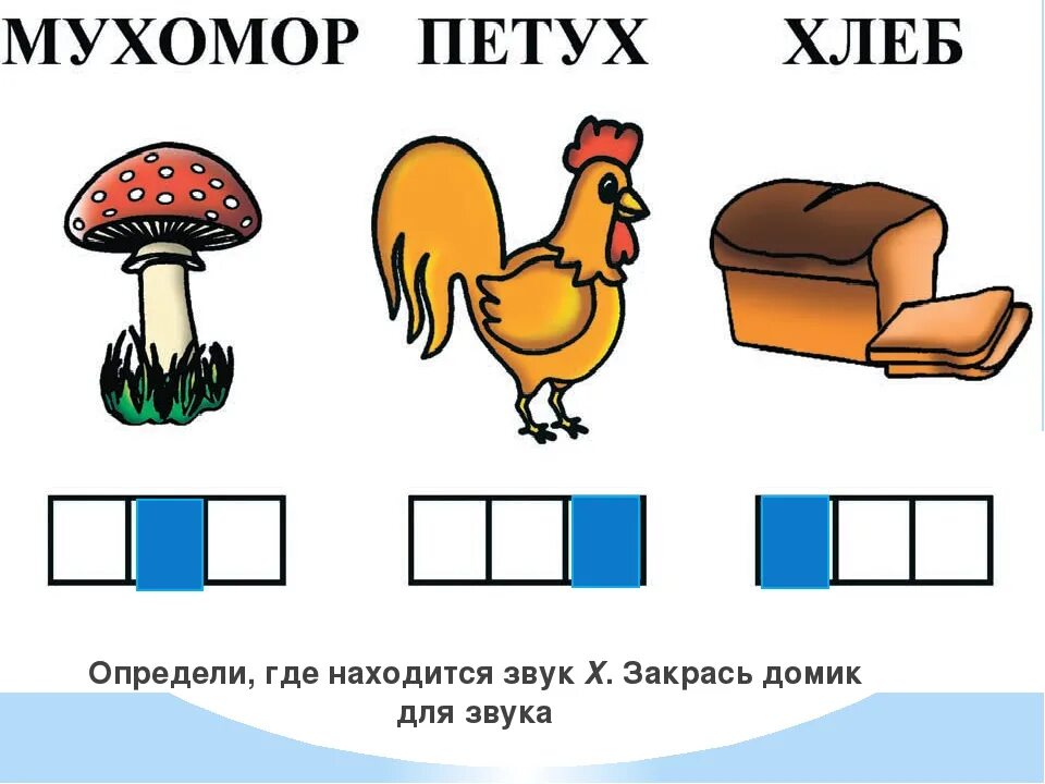 Выпиши с мягким согласным звуком х. Слова со звуком х. Слова со звуком х картинки. Схема звука в начале середине конце. Определи место звука х в словах.