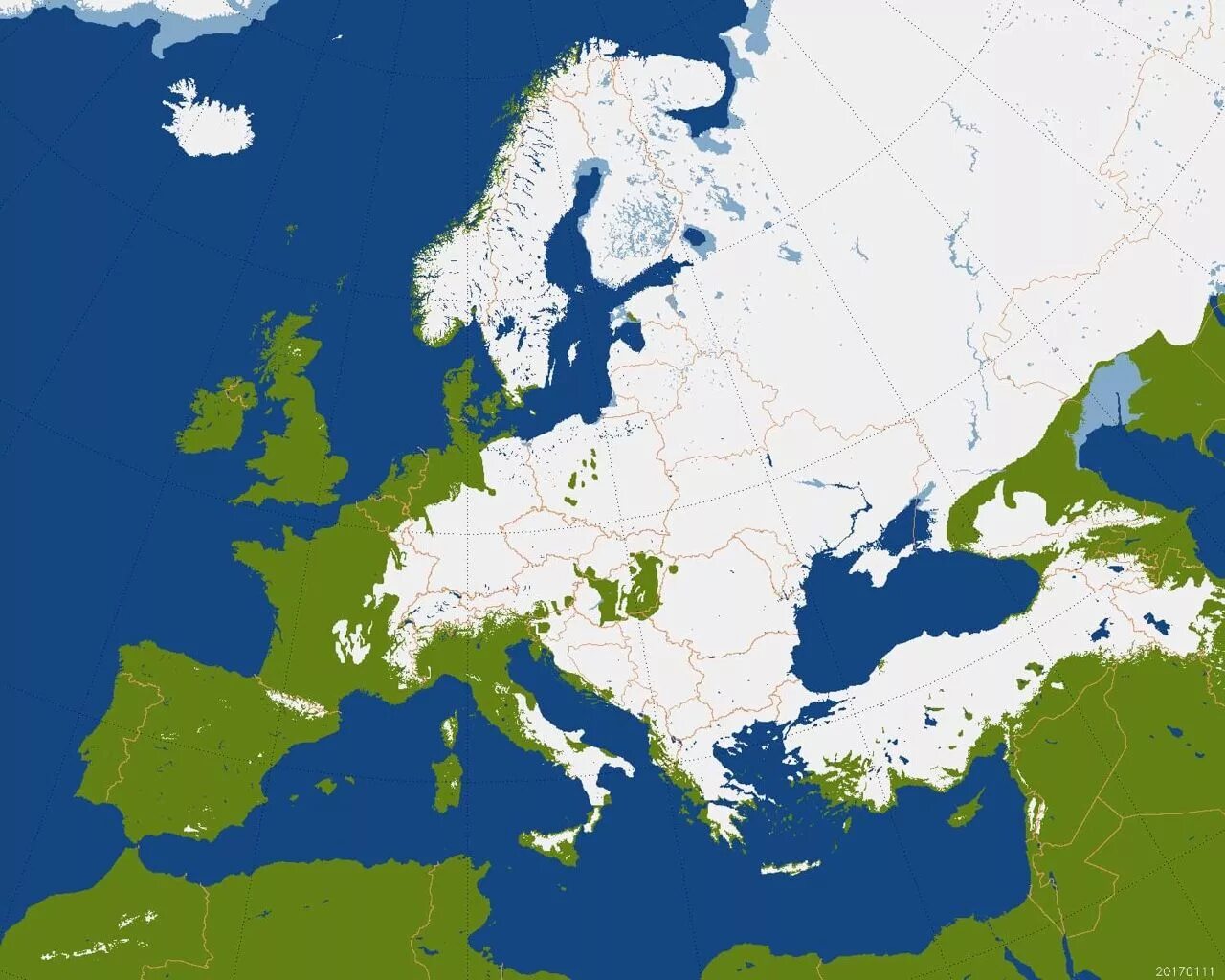 Europe is bordered towards the