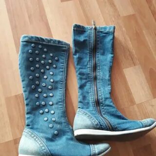Сапоги женские джинсовые