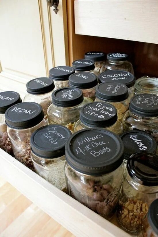 Screw Lids To A Shelf For Genius Mason Jar Storage Mason jar storage, Organize c