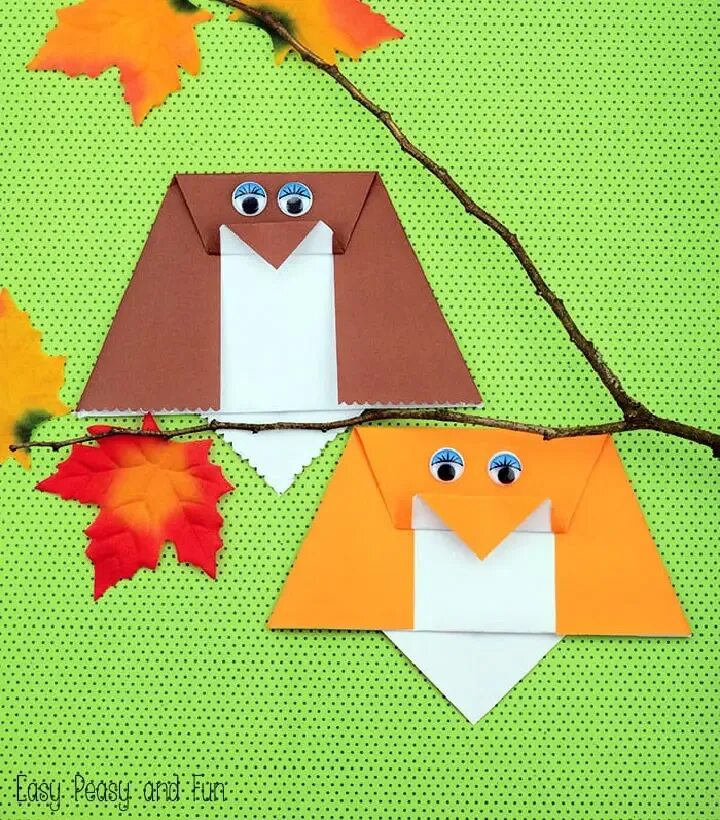 Осеннее оригами. Детское оригами. Интересное оригами для дошкольников. Осенние оригами для детей. Оригами для детей в детском саду