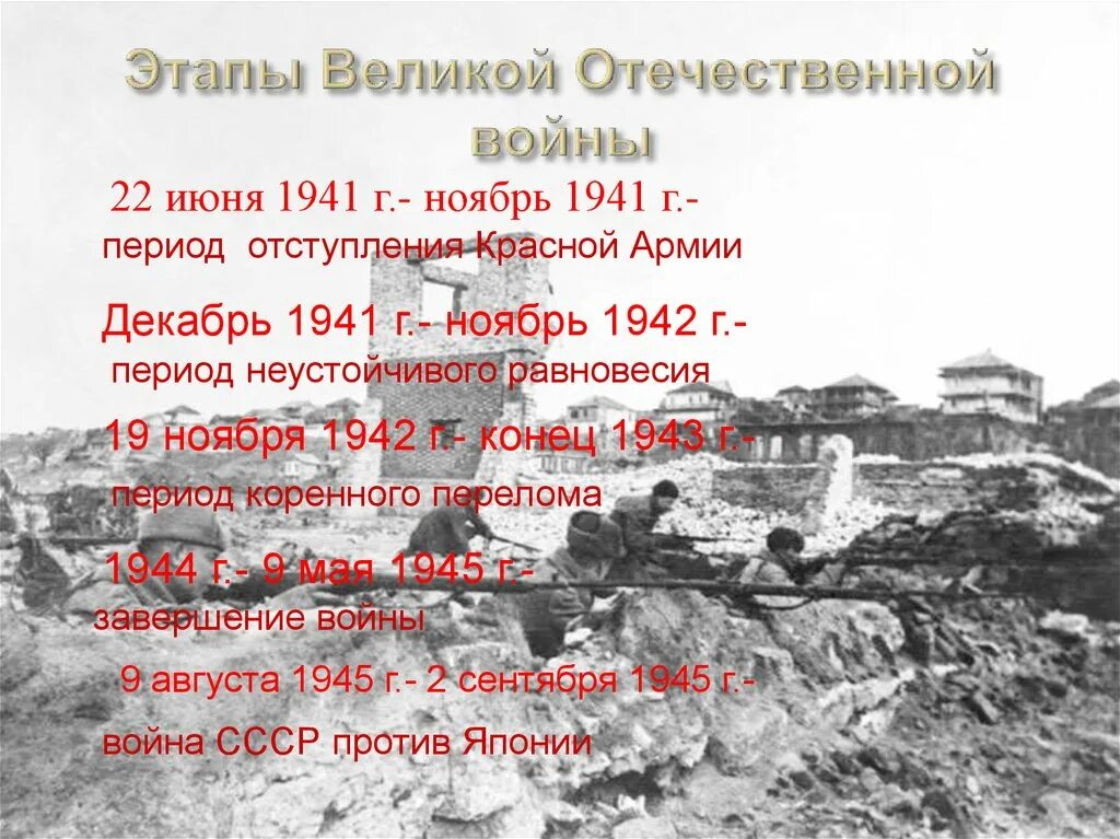 Сражения 1 этапа великой отечественной войны. Этапы ВОВ. Второй период ВОВ коренной перелом ноябрь 1942-1943. 2 Этап Великой Отечественной войны. Второй период ВОВ.