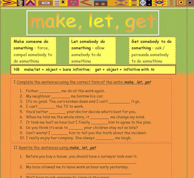 Be allowed to правило. To be allowed to упражнения. Make Let задания. Let make правило. To make to Let правило.