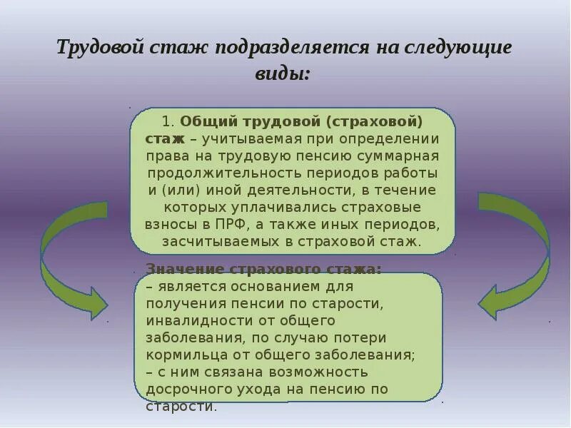 Значение общего трудового стажа