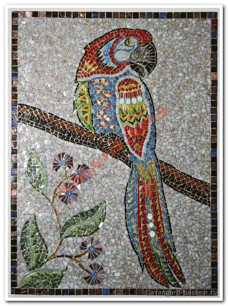 Мозаичное панно. Мозаика попугай. Попугайчики из мозаики. Панно из мозаики модные.