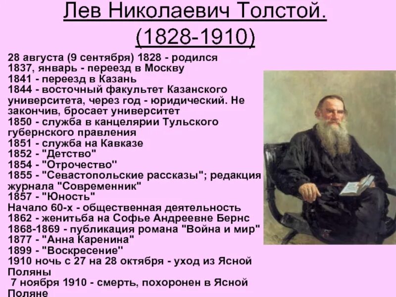 Конспект творчество л н толстого. Льва Николаевича Толстого (1828-1910). Льва Николаевича Толстого (1828--1910) портрет. Лев толстой хронология кратко. Биография Льва Николаевича Толстого.