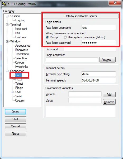 Putty password. Putty password