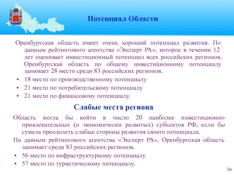 Потенциал Оренбургской области. Потенциал Оренбург.