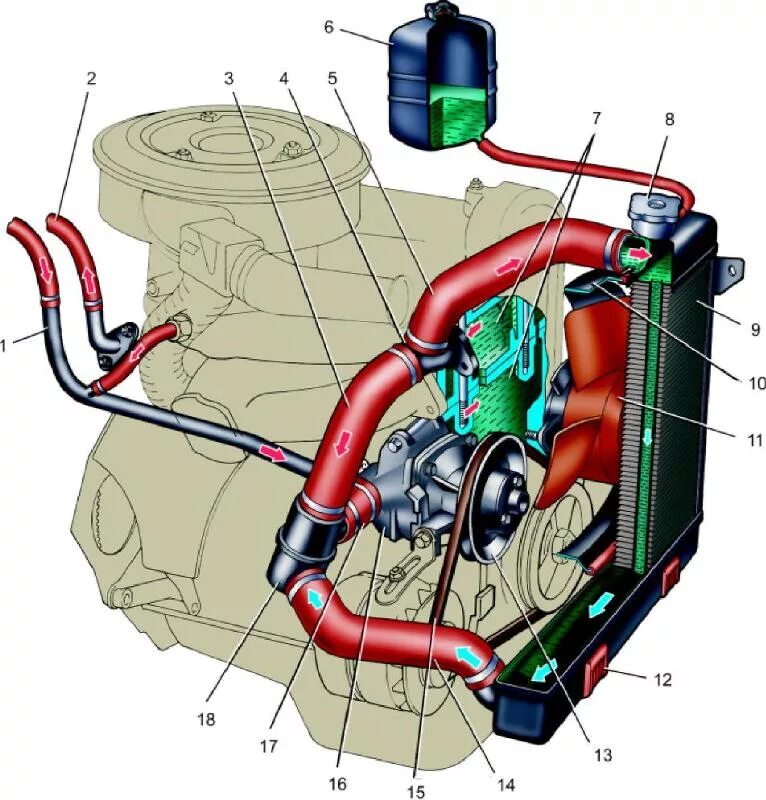 Система охлаждения 2106 схема. Система охлаждения двигателя ВАЗ 2106. Охладительная система двигателя ВАЗ 2106. Система охлаждения двигателя ВАЗ 2101. Циркуляции жидкости в системе
