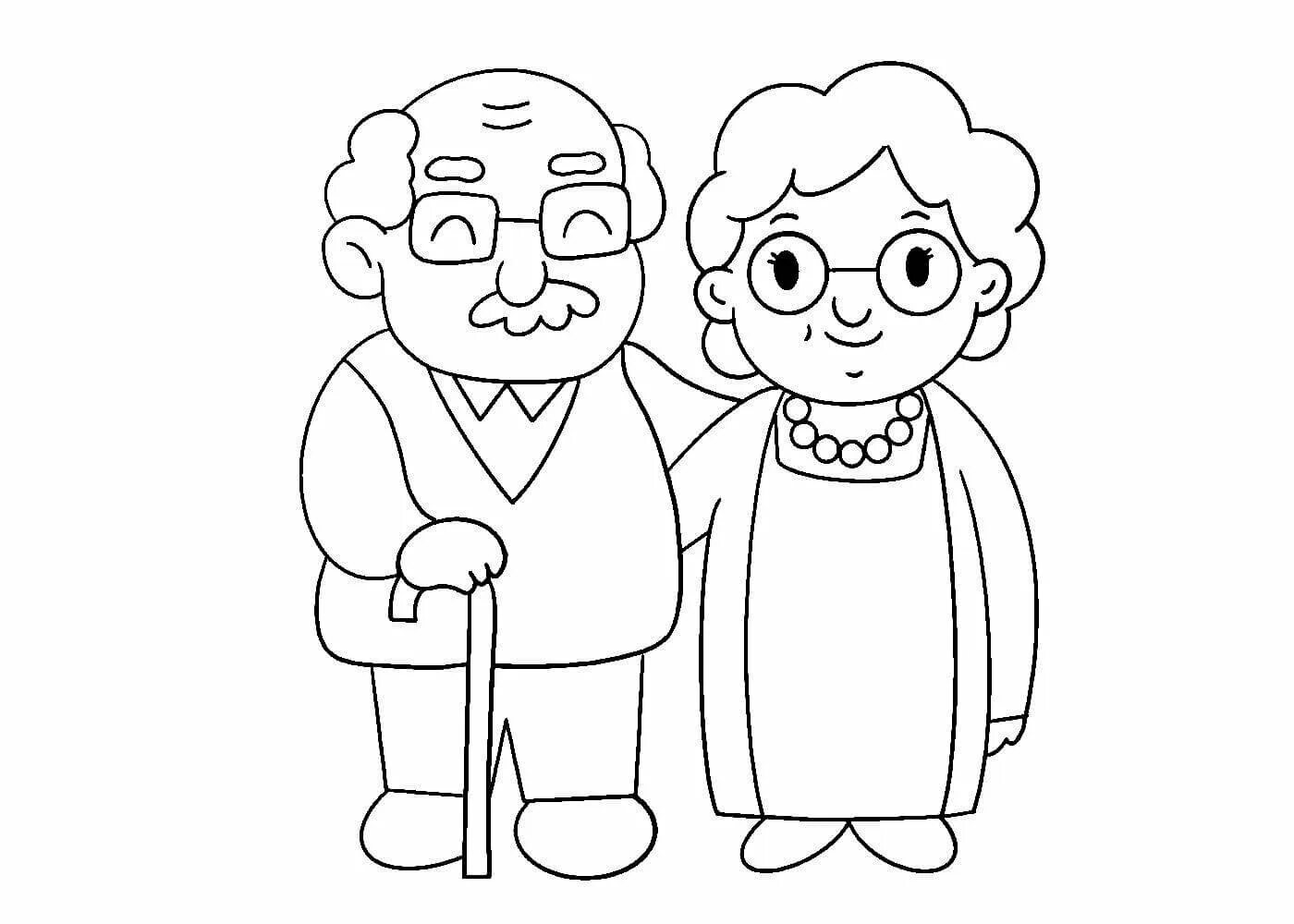 Рисунок пожилого человека 4 класс. Раскраска бабушка. Дедушка рисунок. Раскраска бабушка и дедушка для детей. Бабушка рисунок.