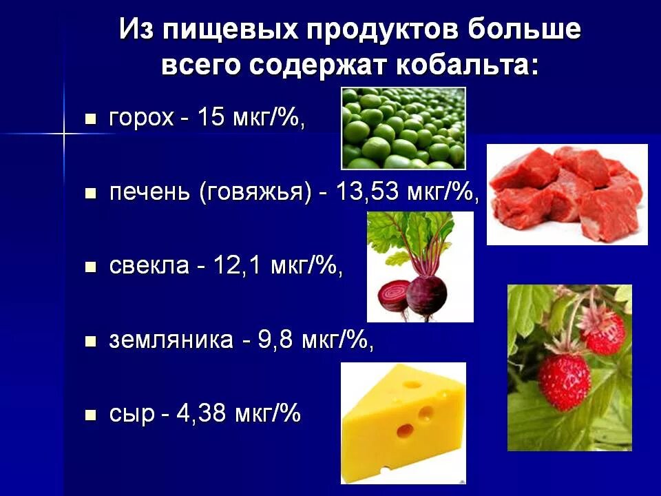 В каких продуктах содержится большое количество меди. Кобальт минеральное вещество. Кобальт содержится в продуктах. Кобальт в пищевых продуктах. Кобальт источники в продуктах.