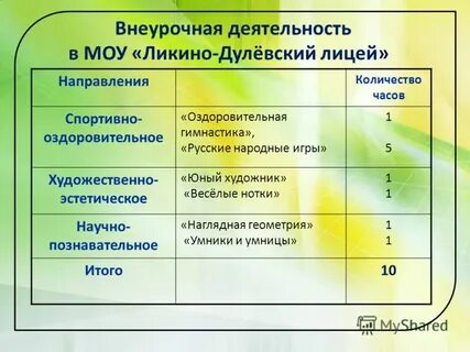 Направления в лицее