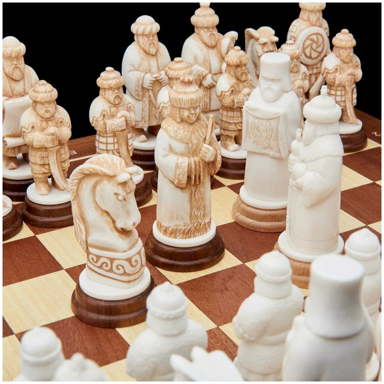 шахматы «j. шахматы из слоновой кости. шахматы из бивня мамонта. шахматы из моржовой кости. резные шахматы из слоновой кости.