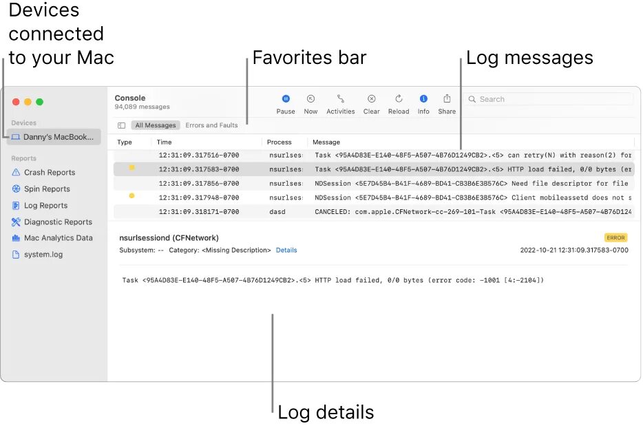Mac os console