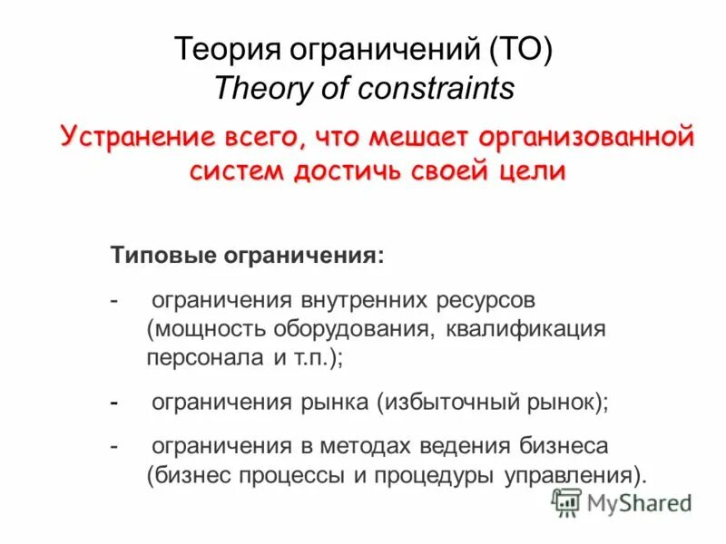 ограничения рынка