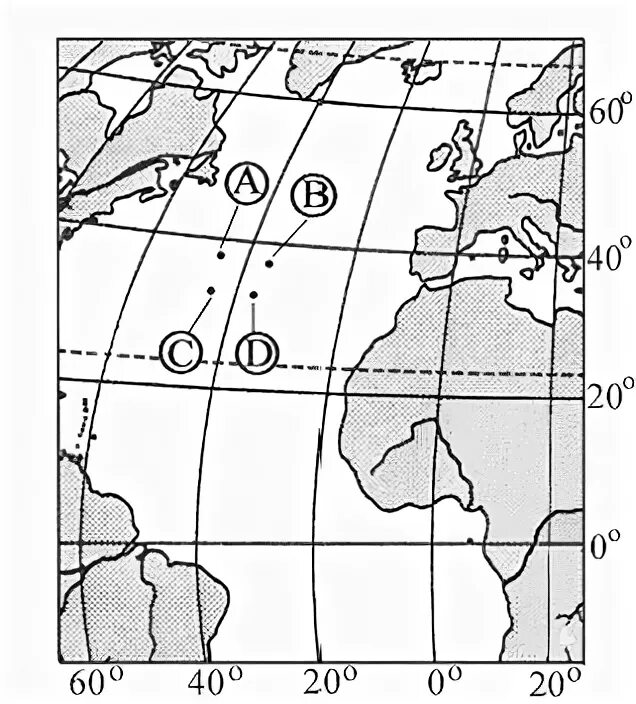 65 с ш 45 з д. Координаты 26 с.ш 10 в.д. Море с координатой 58 с ш 20 в д. 46 С Ш 7 ВД. Найдите на карте точку 1 с координатами 58 с.ш 20 в.д ответ.