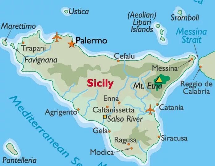 Сицилия на карте. Остров Сицилия на карте. Сицилия на карте Италии. Где находится сицилия на карте