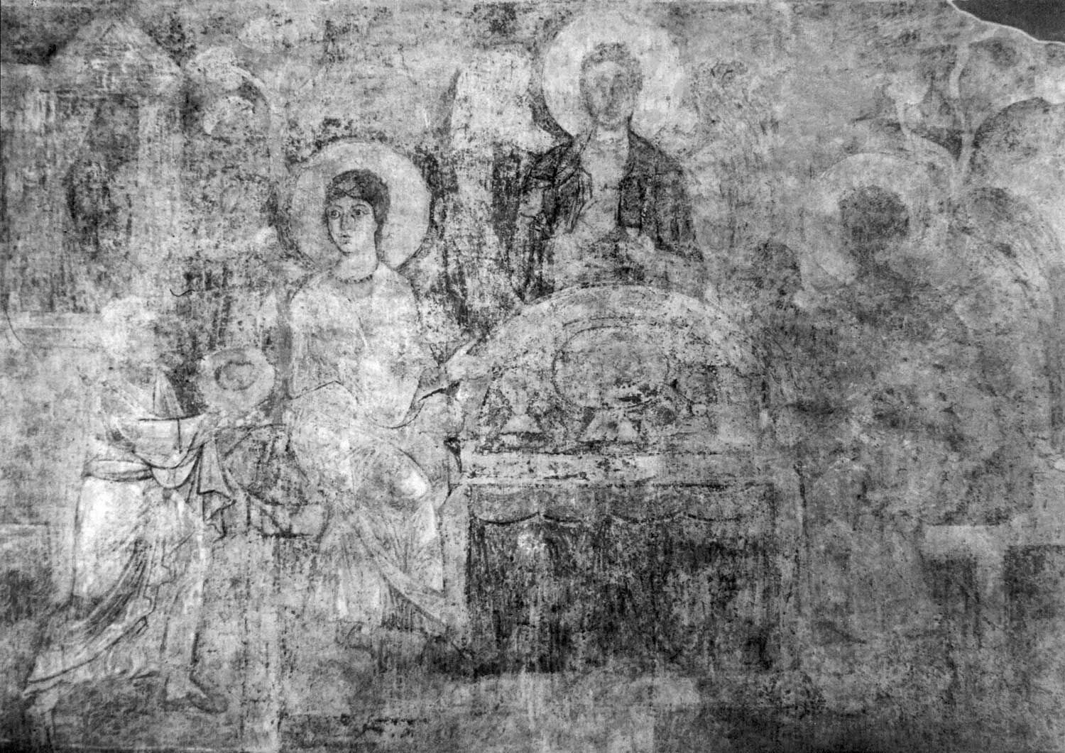 Фрески софии слушать. Изображение фреска собора софии киевской. фреска гостеприимство авраама в софии киевской. троица фреска софия киевская. фрески софийского собора в киеве.