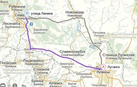 Рубежное на карте луганской