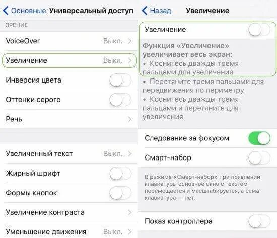 Универсальный доступ увеличение. Как убрать увеличение экрана на айфоне. Увеличился экран на айфоне. Увеличение на экране айфона. Как отключить увеличение экрана