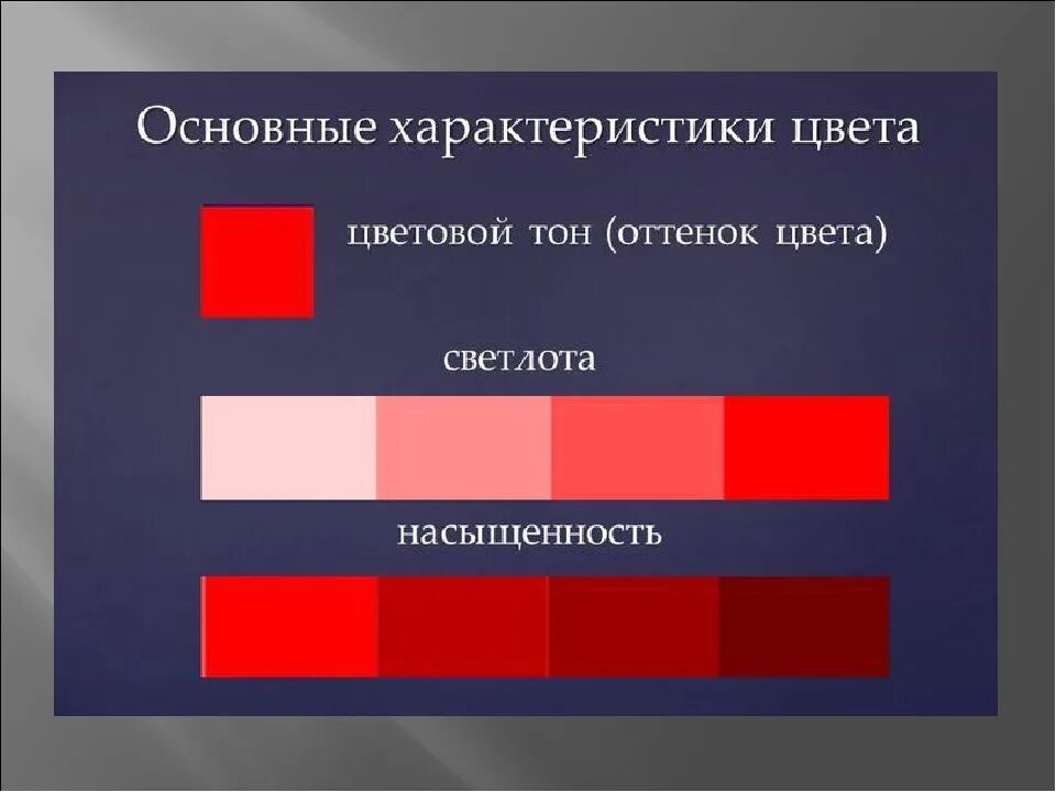 Цветовой тон. Основные характеристики цвета. Три основных свойства цвета. Светлота характеристика цвета.