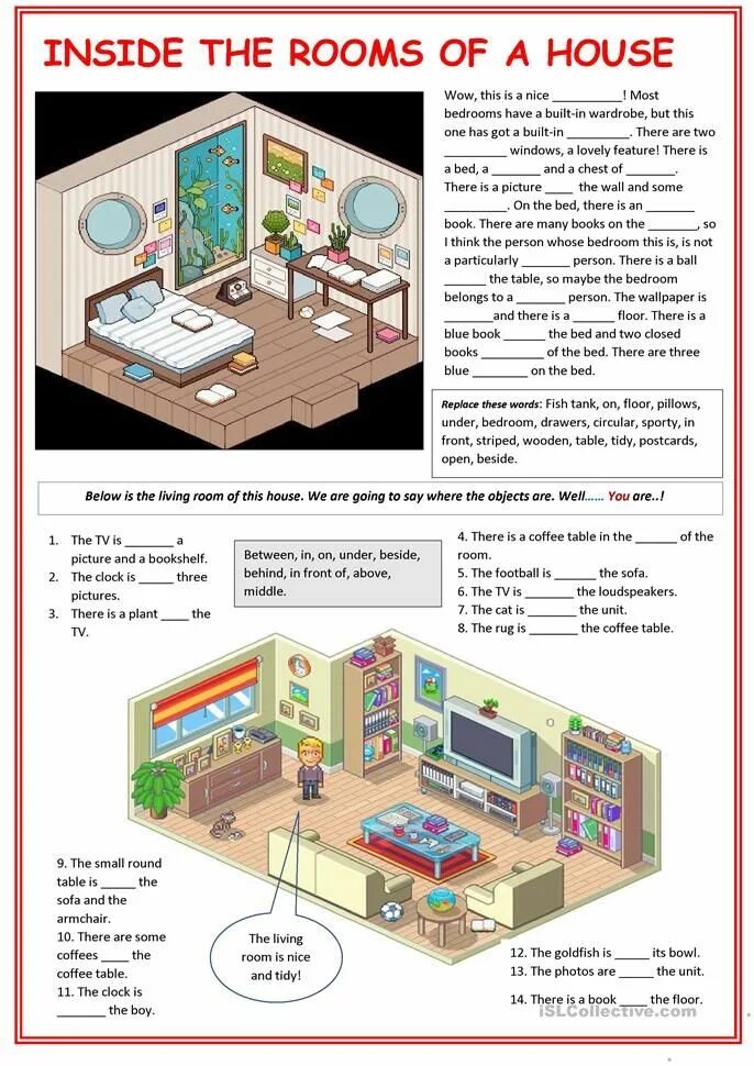 Worksheet комнаты в доме английский 2 класс. There is there are мебель. Английский House Rooms Worksheet. Упражнения на тему my Room. There were two rooms in it