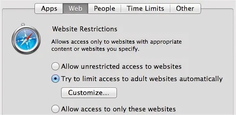 Allow custom. Restricted web.