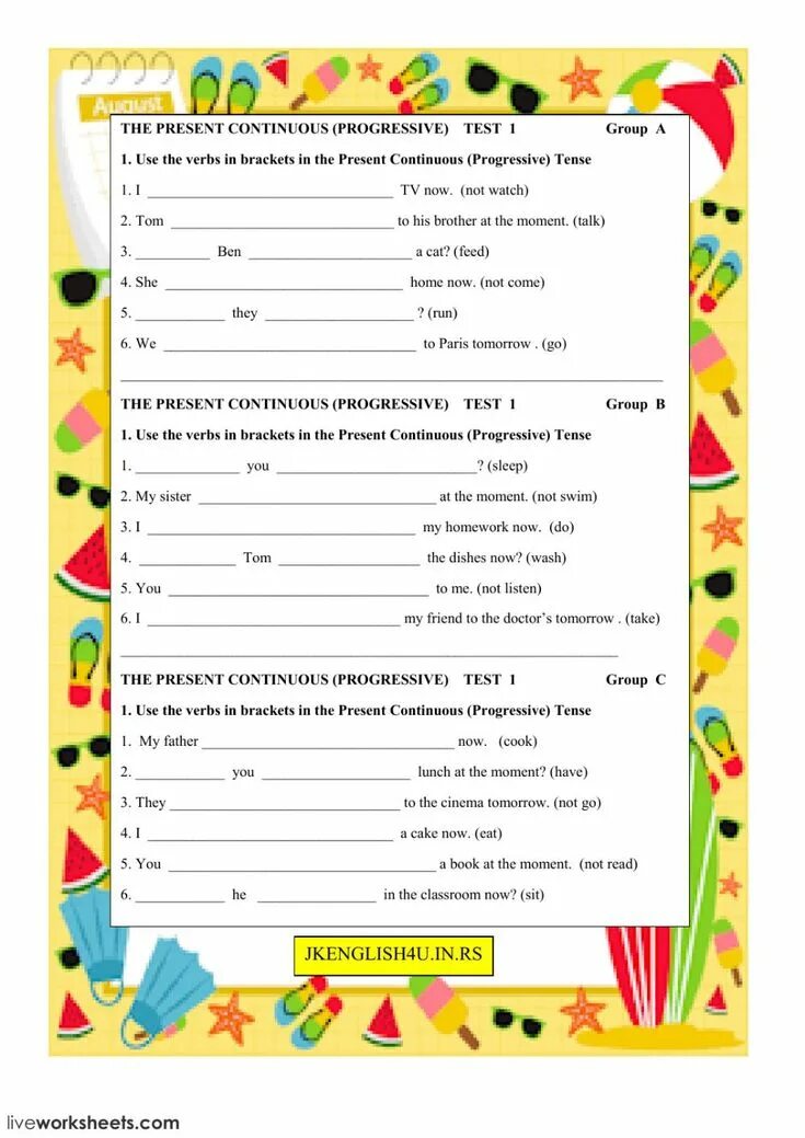 Test present continuous past continuous. Present Continuous Test. Present Continuous тест. Present simple present Continuous упражнения Worksheets. Тест на Continuous.