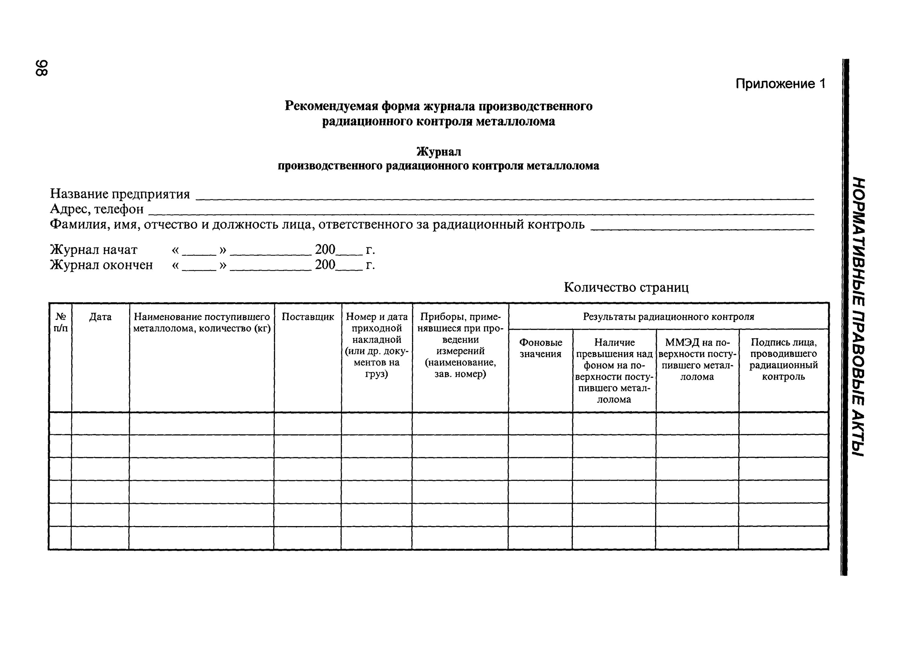 Производственный журнал образец. Журнал производственного контроля за радиационной безопасностью. Журнал производственного радиационного контроля металлолома. Образец заполнения журнала радиационного контроля. Журнал радиационного контроля металлолома образец заполнения.