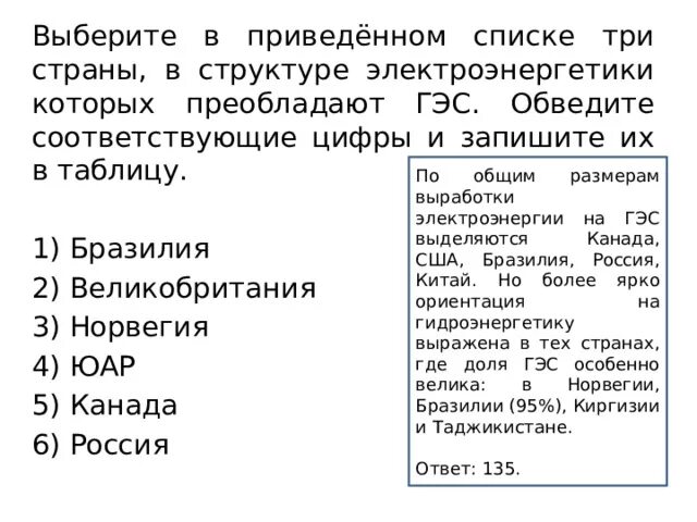 Страны в структуре электроэнергетики которых преобладают гэс