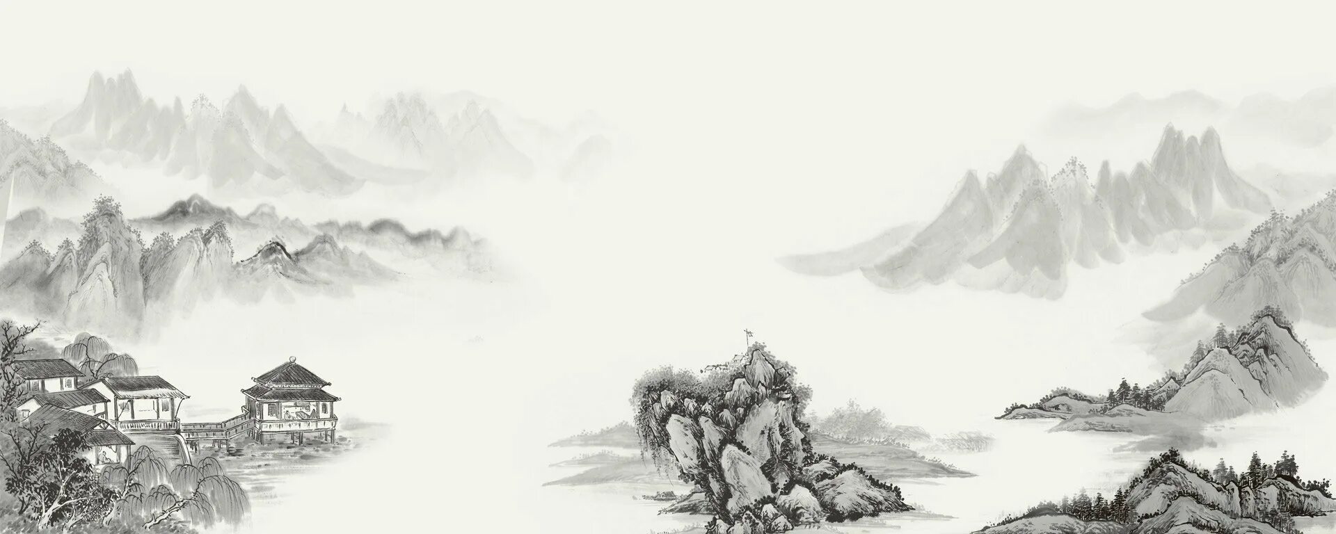 Китайские горы рисунок. Японский пейзаж черно белый. Красивые китайские горы рисунок. Японская живопись тушью здание вид сверху. Китайская деревня рисунок.