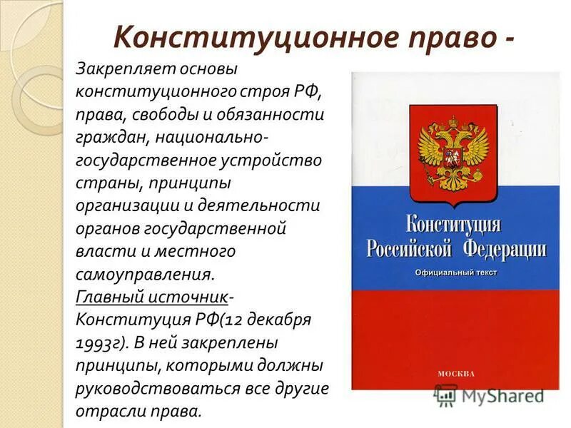 Конституция российской не закрепляет ответ. Конституционное право России закрепляет:.