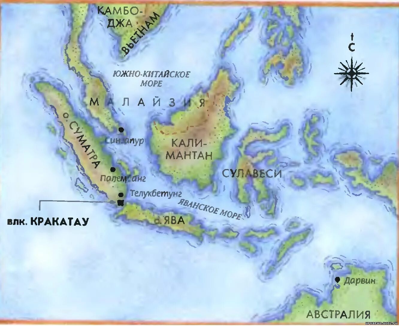 Где вулкан кракатау на карте. Вулкан Кракатау на карте. Вулкан Кракатау на карте Евразии. Вулкан Кракатау на физической карте Евразии. Расположение вулкана Кракатау на карте.