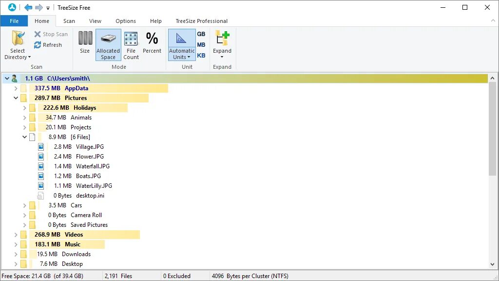 Scan directory. Treesize free. tree file size. tree программа определения свободного места. hdd directory size.