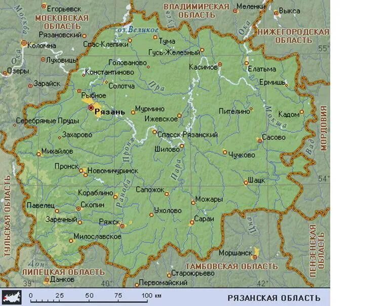 Рязанская область города список. Карта Рязанская область. Рязанская обл с районами на карте. Рязанская область границы. Карта Рязанской области с населенными пунктами.