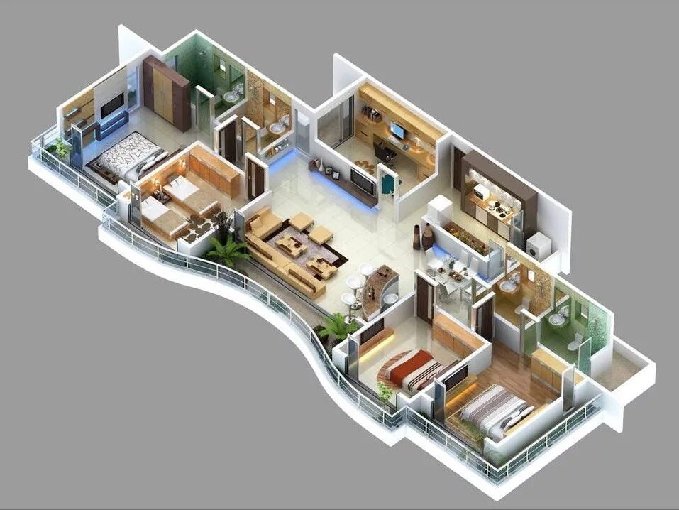 Floorplan 3d проекты. Планировка большой квартиры. Проект четырехкомнатной квартиры. Планировка четырехкомнатной квартиры. 4х комн