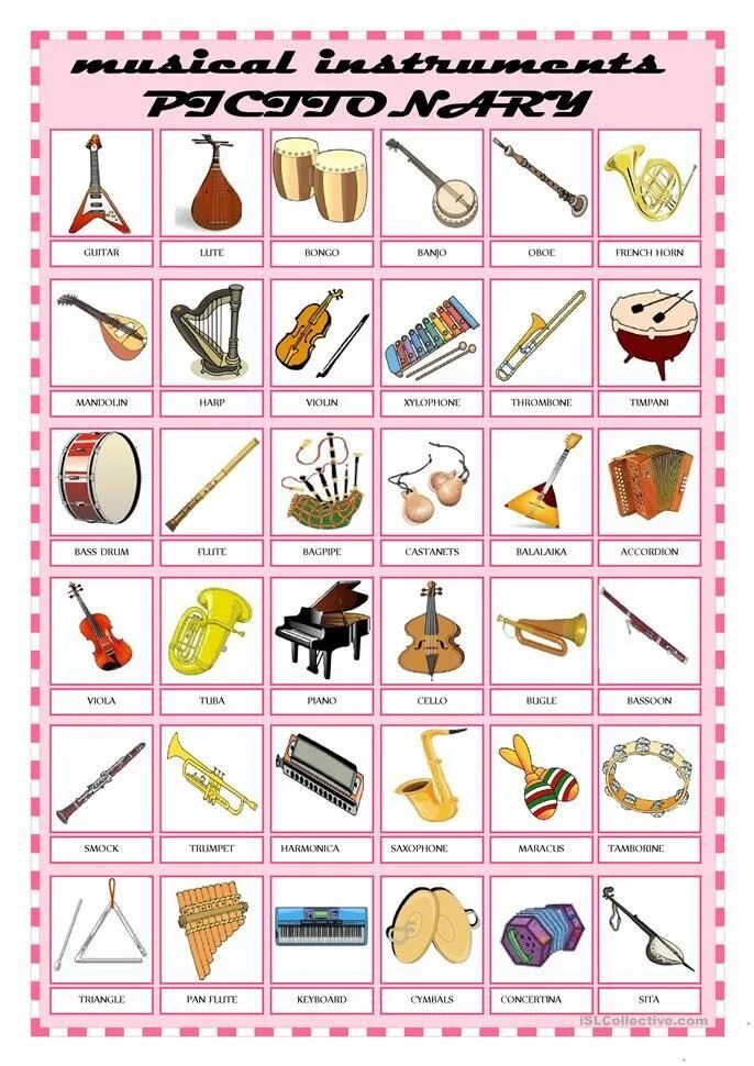 Instruments in english