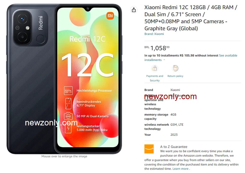 Redmi 12c 128gb характеристики