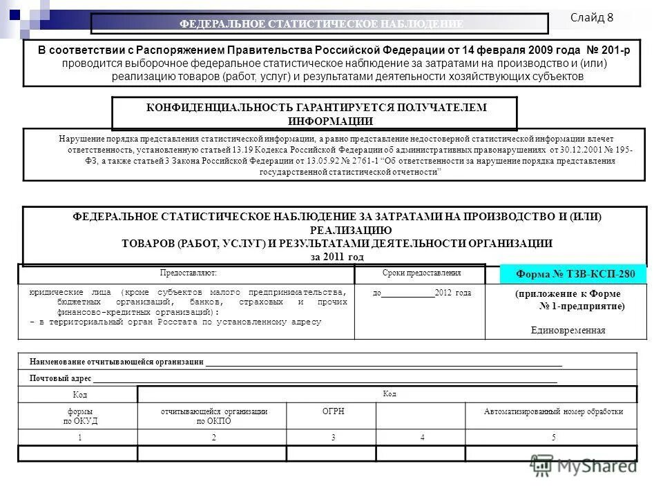 формы федерального государственного статистического наблюдения