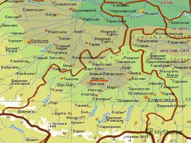 Где находится осетия на карте россии показать. Карта Республики Северная Осетия Алания. Республика Северная Осетия на карте. Столица Республики Северная Осетия Алания на карте. Северная Осетия Алания граничит.