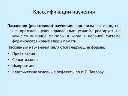 Выберите виды научения