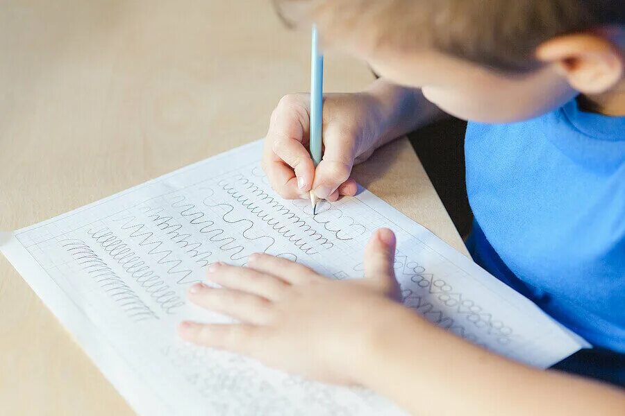 Doing Lesson. Doing Lesson hands. A boy writes a Letter. Icon additional doing Lessons boy.