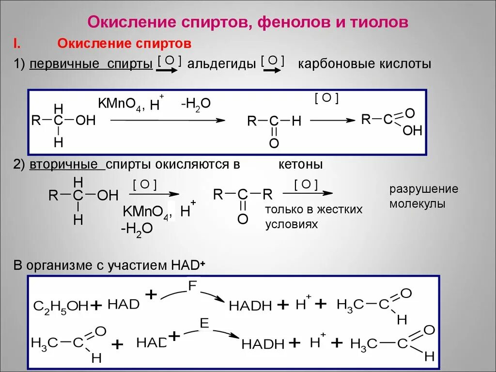 Реакции окисления первичных и вторичных спиртов. Реакция гидрирования карбоновых кислот. Химические свойства спиртов альдегидов карбоновых кислот. Тиолы химические свойства реакции. Реакции окисления карбоновых кислот