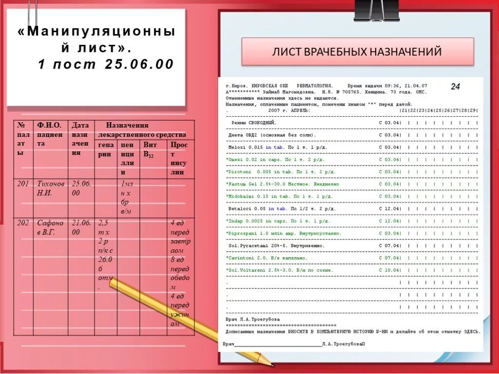 Заполнение листа назначения. Заполнение листа назначения